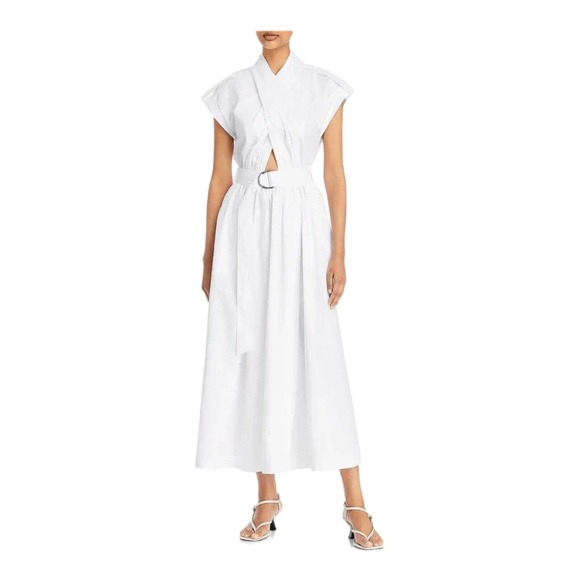Derek Lam 10 Crosby Celeste Wrap Effect Cutout Poplin Maxi White Size 6 New - Picture 11 of 11